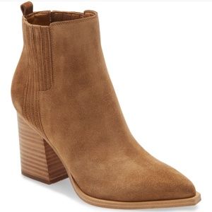 Suede Western Style Stacked Heel Marc Fisher Oshay Pointed Toe Booties Size 6